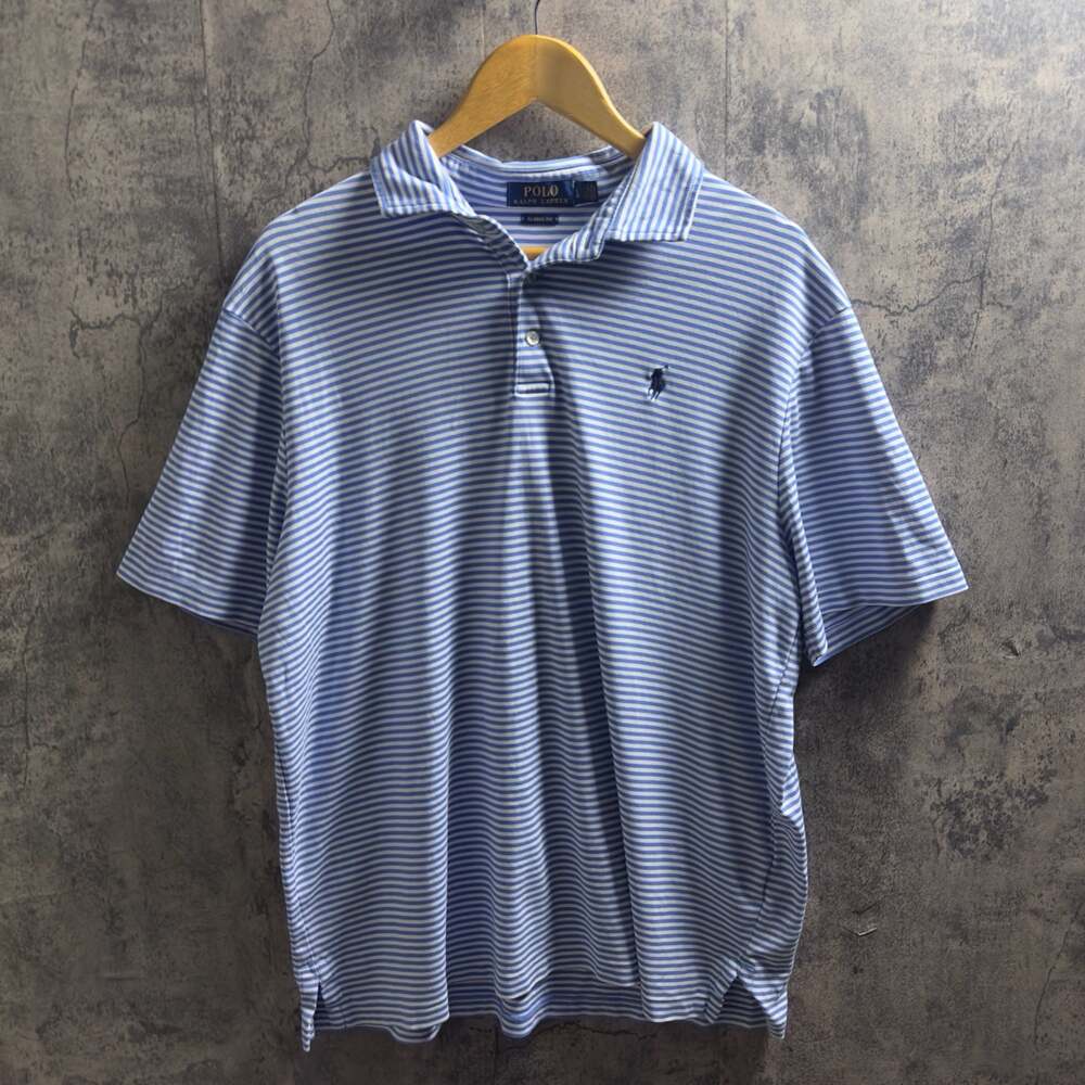 Polo Ralph Lauren Blue Striped Polo Shirt Size L